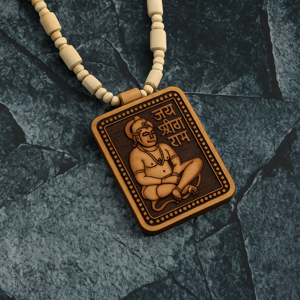 Tulsi Kanthi Mala With Hanuman Pendant for Men Wood Locket Set(Pack Of 1)