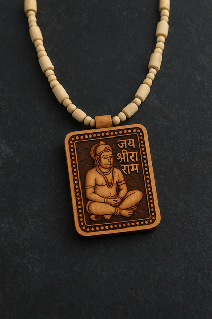 Tulsi Kanthi Mala With Hanuman Pendant for Men Wood Locket Set(Pack Of 1)